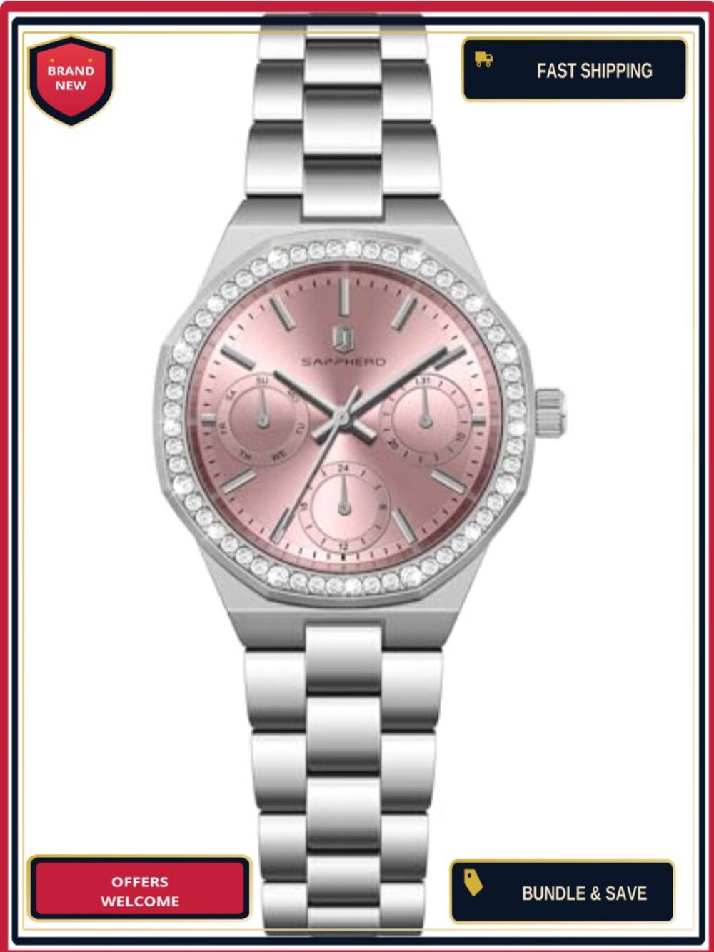 Women's Luxury Crystal Bracelet Watch Stainless Steel Analog Waterproof